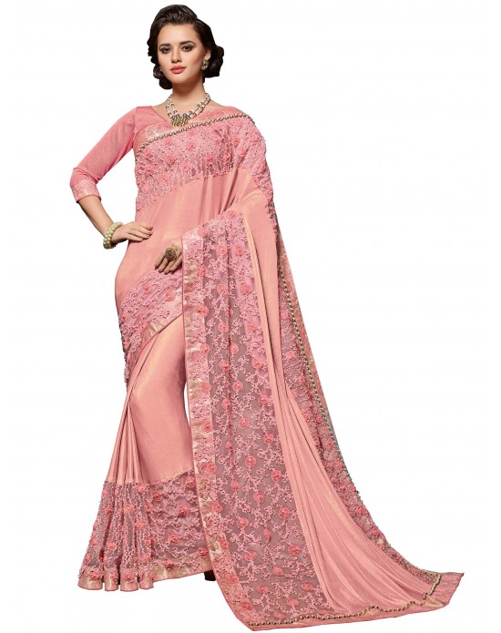 Swadeshi Saree cyan color jacquard Saree