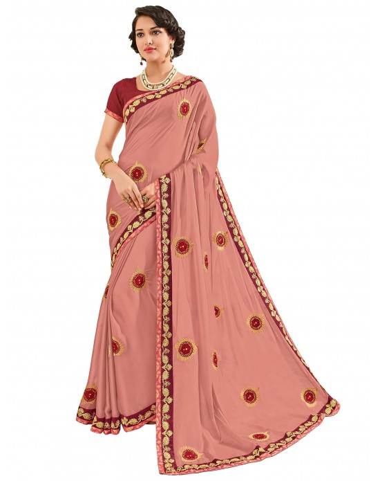 Pink color two tone silk Saree Pink color two tone silk Saree