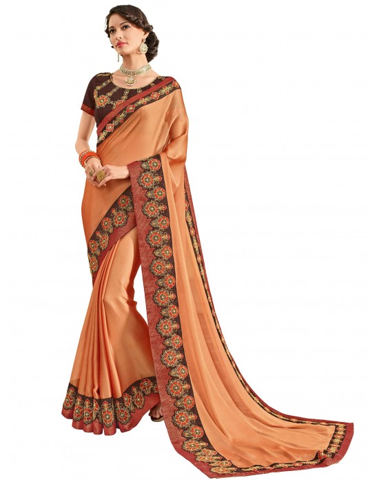 Orange color two tone silk Saree Orange color two tone silk Saree